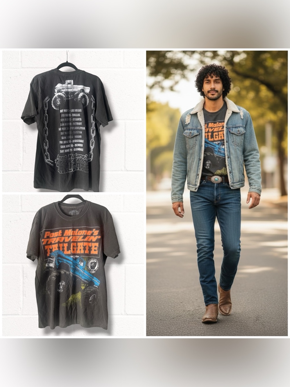 NEW Posty Co. Post Malone Tailgate Party -Sleeve Graphic Tee, Large